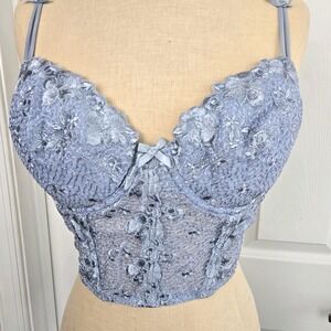 Victoria's Secret Vtg Lace Bustier Corset Size 36C Long Line Bra Lingerie Y2K